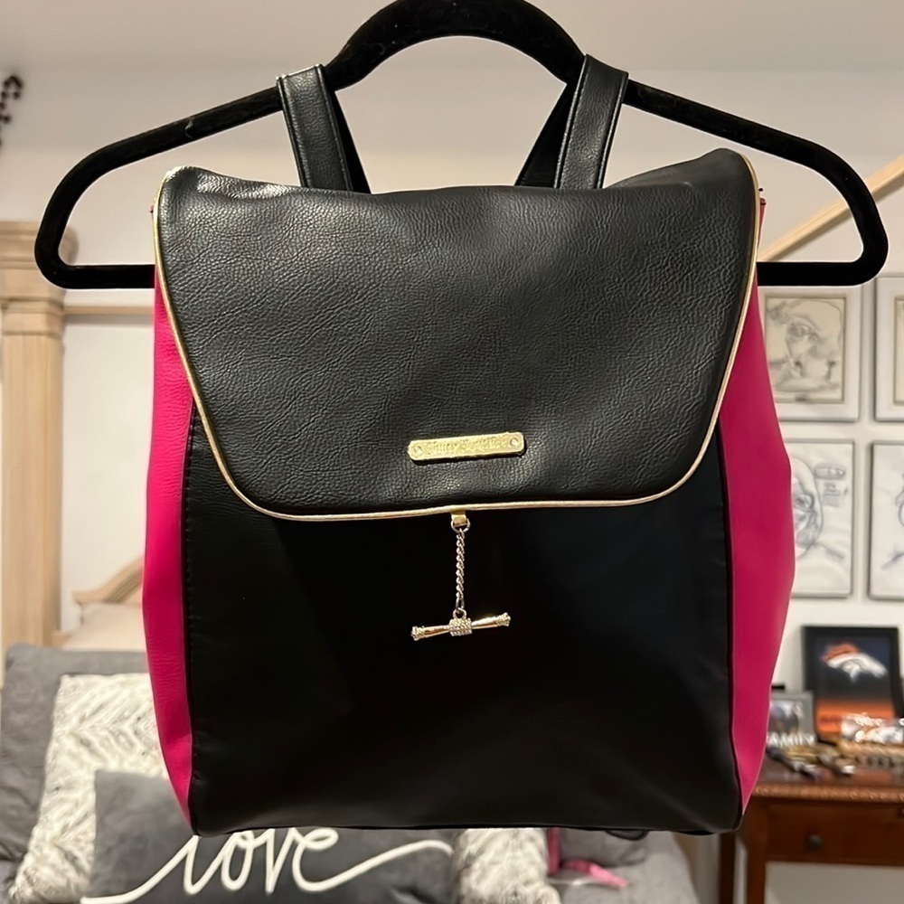 Juicy Couture Womens Pink Black Backpack